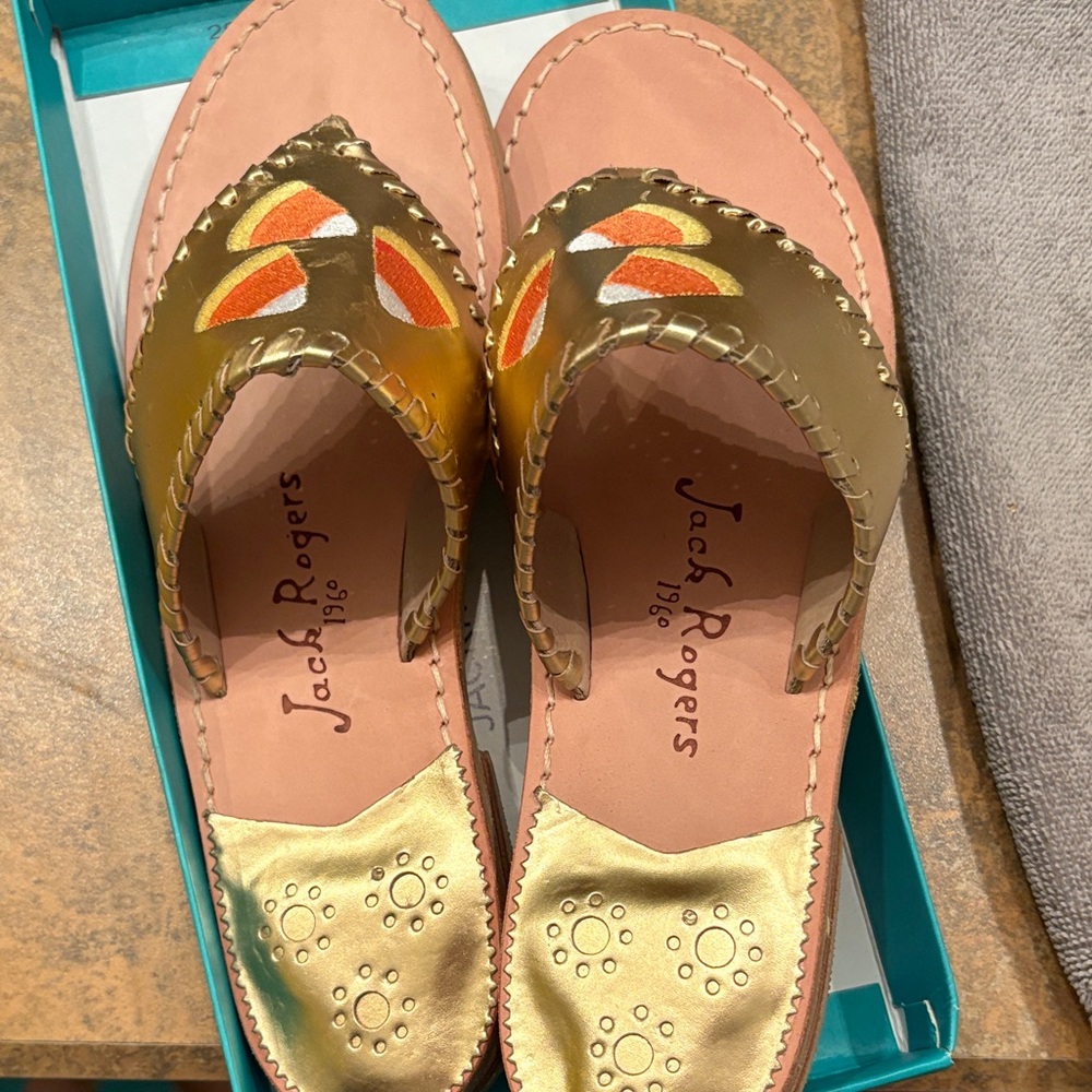 Jack Rogers Women's Gold and Orange Sandals never worn